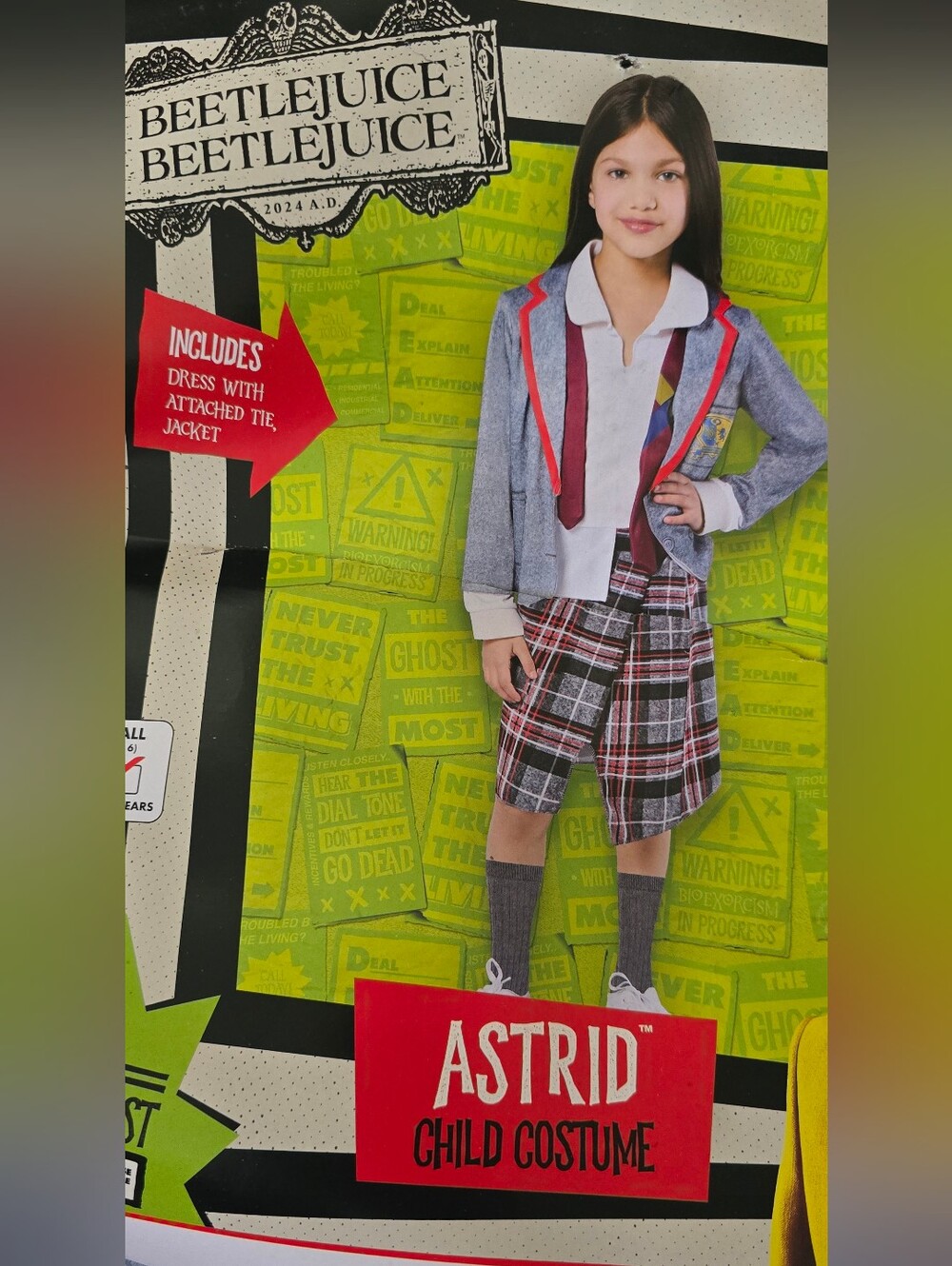 Astrid Girls' Costume Set with Built In Plaid Skirt Dress and Jacket - Gray/Red